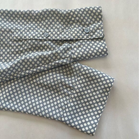 Express Shift Dress Size L Grey White Polka Dot Long Sleeves Belt Pockets - Picture 7 of 14
